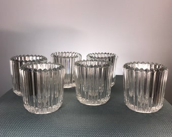 Vintage Clear Ribbed Indiana Glass Votive Candle Holder (Set of 6)