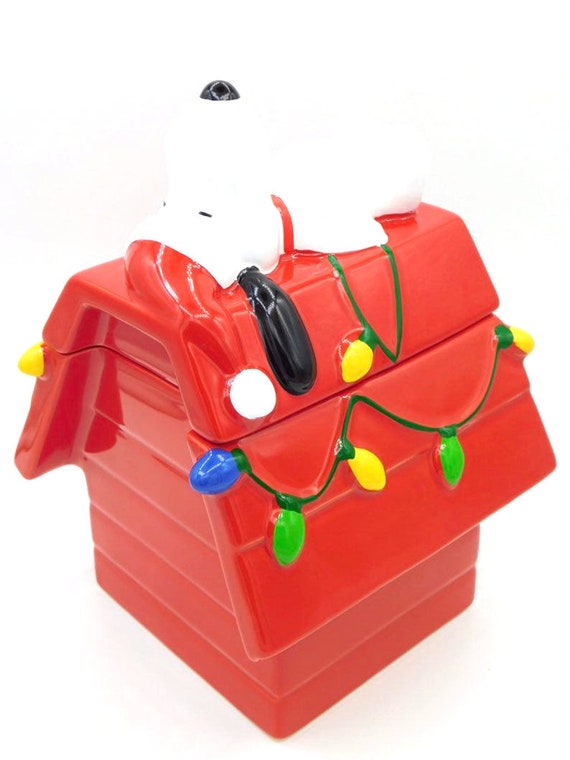 50th Anniversary Peanuts Christmas Teleflora Snoopy Doghouse Ceramic Cookie Jar