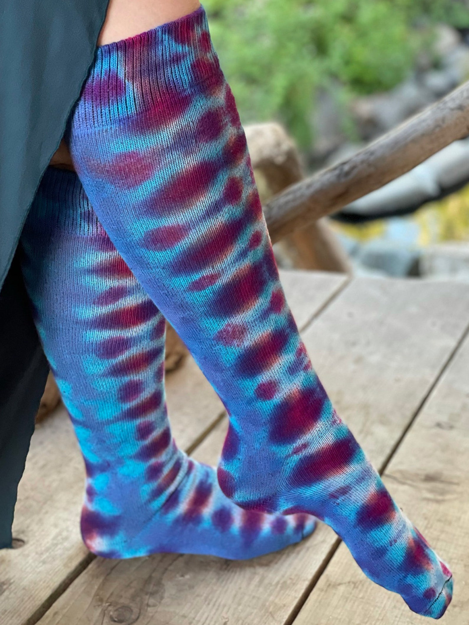 Tie Dye Knee High Socks Organic Cotton | Etsy