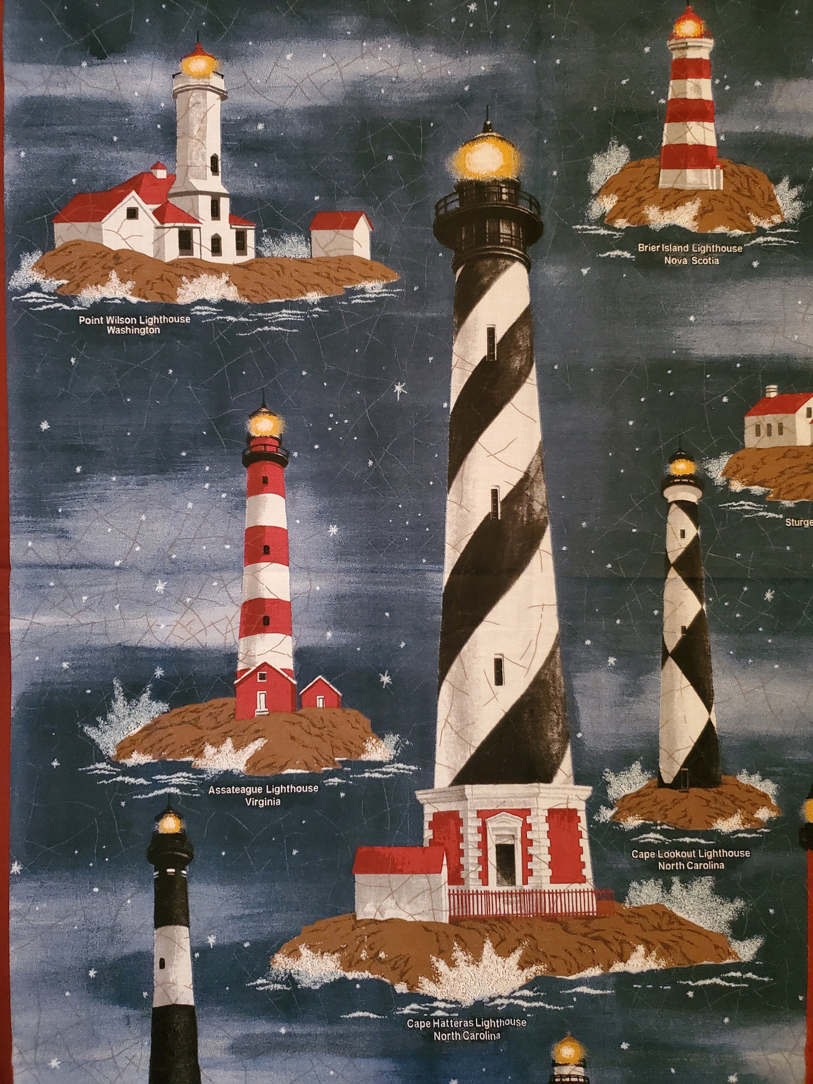 Lighthouse quilting sewing panel cotton Vintage Etsy