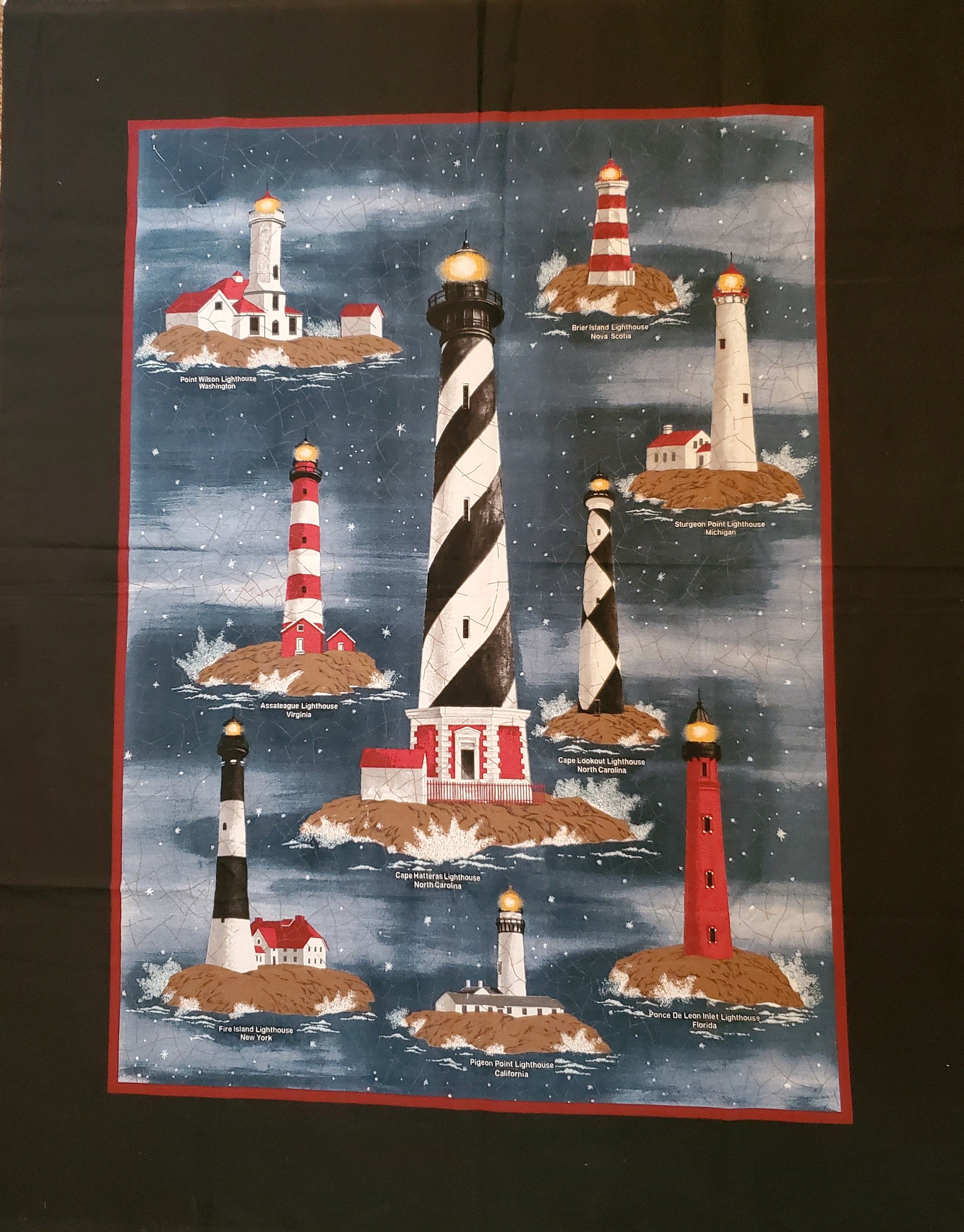 Lighthouse quilting sewing panel cotton Vintage Etsy