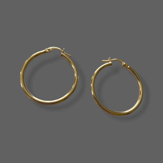 18 karat real gold hoop earrings Etsy