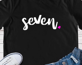 Girls 7th Birthday Shirt Girl 7 Year Old Age Seven Seventh Bday Script