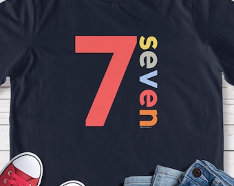 Boys 7th Birthday Shirt Boy 7 Year Old Age Seven Seventh Bday Number