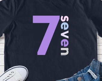 Girls 7th Birthday Shirt Girl 7 Year Old Age Seven Seventh Bday Number