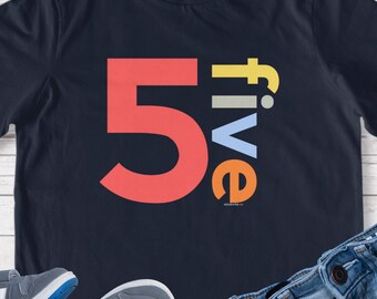 Boys 5th Birthday Shirt Boy 5 Year Old Age Five Fifth Bday Number