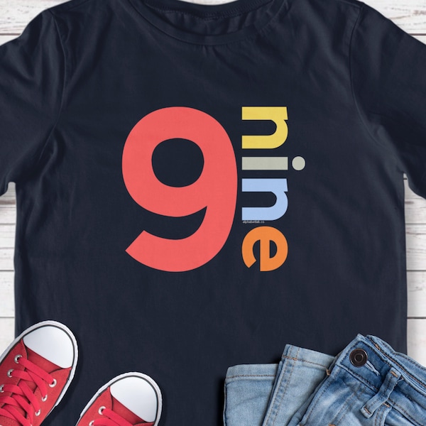 Boys 9th Birthday Shirt Boy 9 Year Old Age Nine Ninth Bday Number