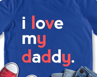 T-shirt J'aime mon papa pour enfant garçon | Chemise papa | Idée cadeau fête des pères pour enfants