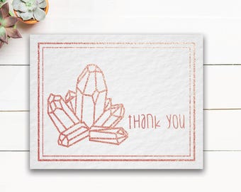 Thank You Card- Crystal Rose Gold - Instant Download