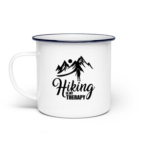 Hiking Is My Therapy Enamel Cup Enamel Cup image 2