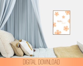 Little love. digital print | Floral nursery, child's room, playroom art | Baby neutral decor | Printable artwork | A4 digital art