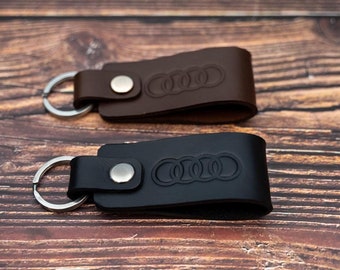 Audi Leather Car Keyring: Personalized handmade Keychain fob