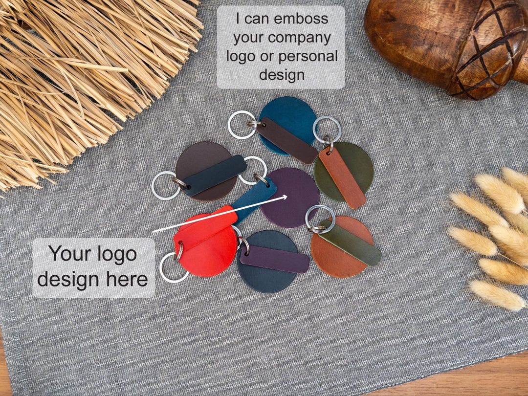 Custom Design or Logo Round Leather Keyring - Etsy