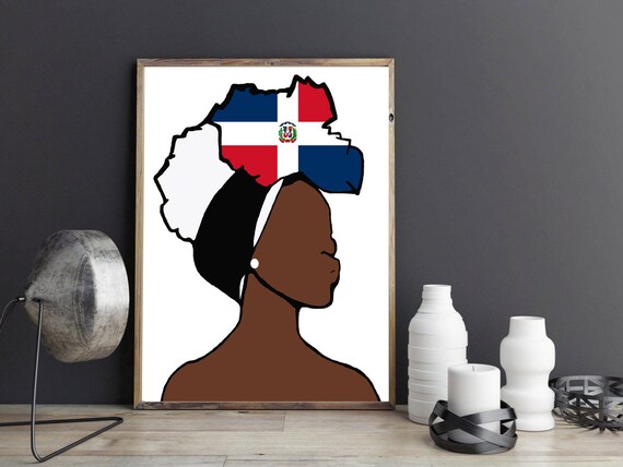 Cabeza Dominicana Wrap Queen Pared Artwall Arte Negro Chica Etsy