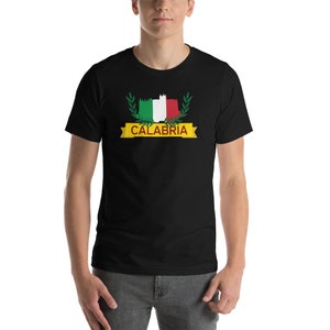 Calabria Italy Flag Castle T-Shirt - Calabrian Pride Gift Tee Shirt, Calabria Vacation Jersey Calabrese Pride Clothing