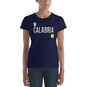 Women&#39;s Calabria Soccer Tee Shirt Featuring The Italian & Calabrian Flag