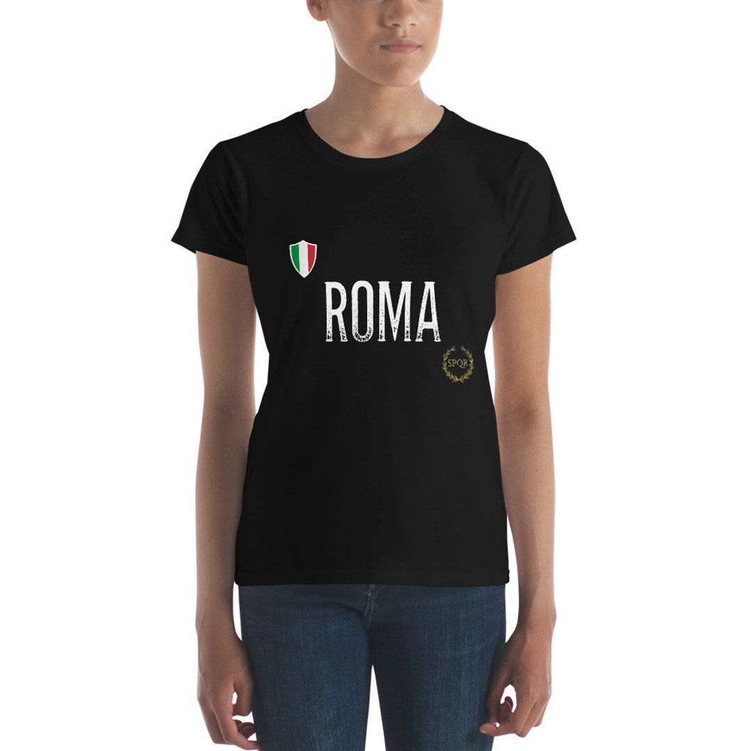 T-shirt ROMA ITALIA Noir En Coton - Marque B&C, Manches Courtes, Neuf Avec étiquettes Pour Homme
