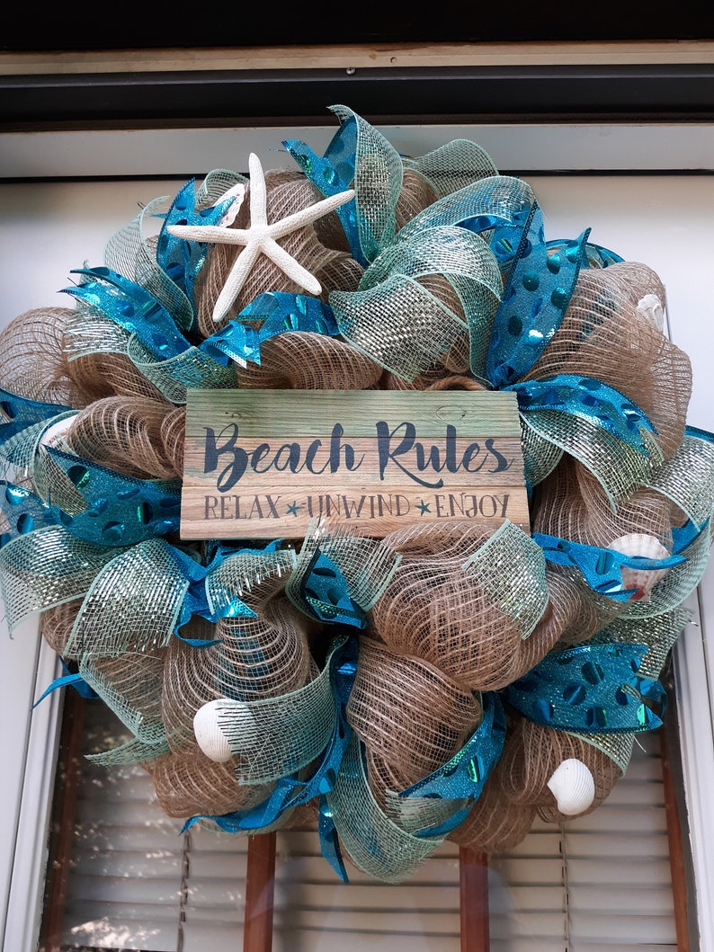Beach Max 69% OFF Wreath Wedding Decor Starfish Be super welcome Blue