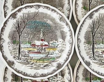 Vintage SHAKESPEARE&#39;S SONNETS Dinner Plates || 10&quot; Round Plate || Ironstone || Anne Hathaway&#39;s Cottage || Christmas Dishes