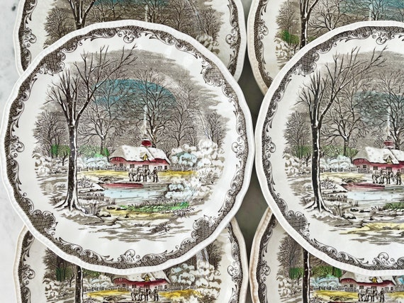 Vintage SHAKESPEARE'S SONNETS Dinner Plates || 10" Round Plate || Ironstone || Anne Hathaway's Cottage || Christmas Dishes