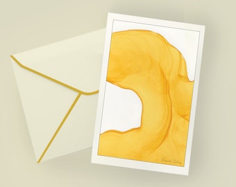 Yellow Ink Painting - Greeting Cards - Pack of 5