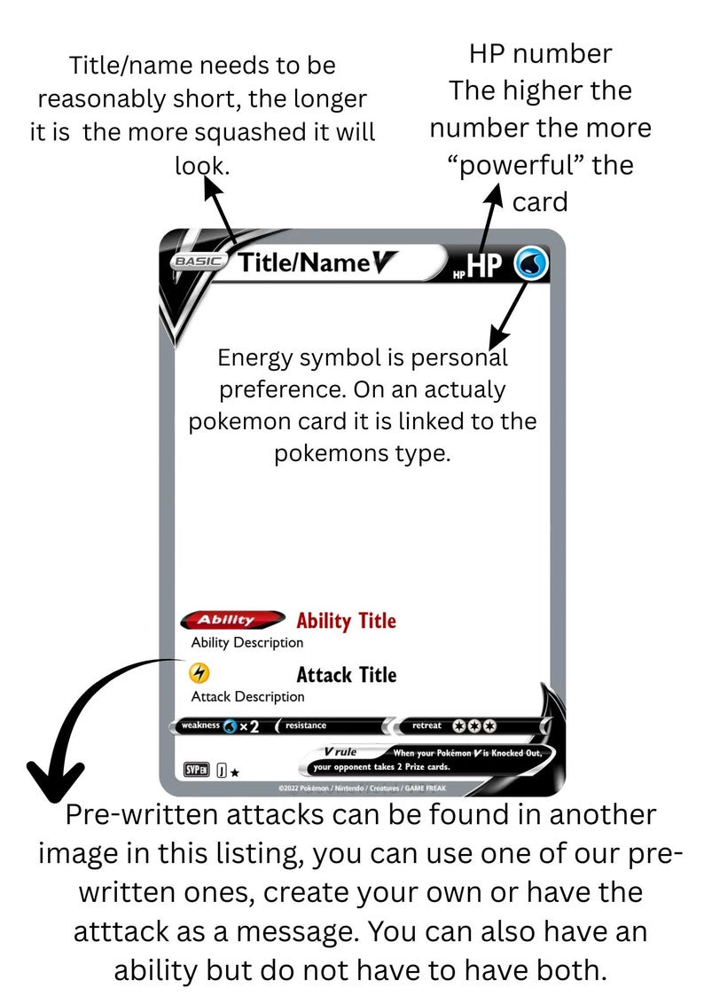 Custom Pokémon Card Personalized | Create Your Own Pokémon Card with Photo, Name & Stats, Unique Pokémon Gift for Kids/Fans image 3
