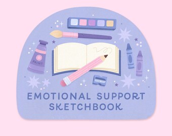 Emotional Support Sketchbook - Illustrated Sticker for Artists | Sketchbook Sticker | Paper Journal Sticker | Nyassa Hinde Illustration