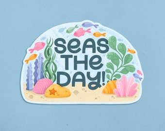 Seas The Day - Illustrated Sticker | Laptop Decal | Eco Friendly Sticker | Recycled | Nyassa Hinde Illustration