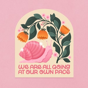 propre rythme - escargot illustré Sticker | Conception d'affirmation positive | Sticker écologique pour ordinateur portable | Illustration de Nyassa Hinde