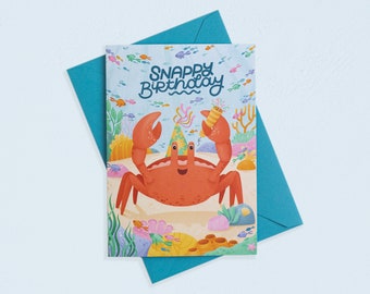 Snappy Birthday - Single Illustrated Greetings Card | Funny Birthday Card | Cornwall Seaside Card Design | Nyassa Hinde Illustration