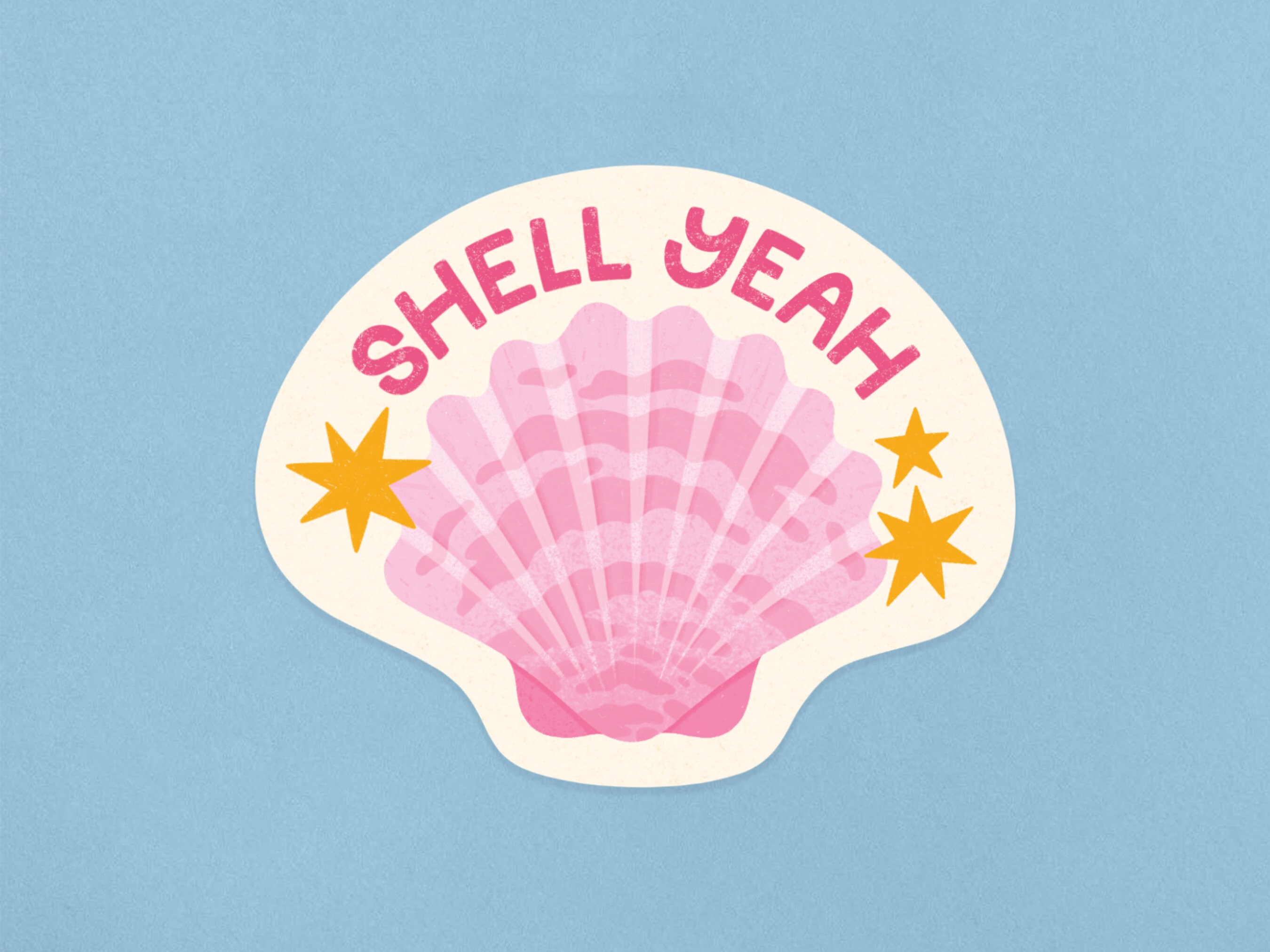 Shellfish Yea Shell Yeah Illustrated Seaside Sticker Gift From Cornwall Eco Friendly ...