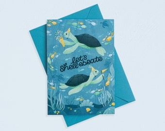 Let's Shell-ebrate - Single Illustrated Birthday Card | Celebration Card | Congratulations | Recycled Card | Underwater Card | Nyassa Hinde