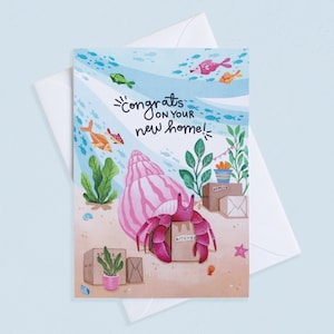 Félicitations pour votre nouvelle maison - Une seule carte de voeux vierge | Maison neuve, Achat d'une maison, Carton recyclé, Illustration sous-marine, Art de Cornouailles