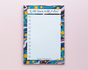 Starts With A List - A5 Desk planner | Notepad | To Do List | Recycled Paper | Sustainable Stationery | Nyassa Hinde Illustration