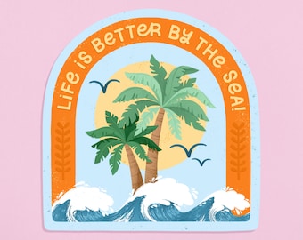 Better By The Sea - Illustrated Sticker | Laptop Decal | Eco Friendly Sticker | Recycled | Nyassa Hinde Illustration