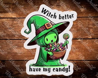 Halloween Holographische Hexenaufkleber Lustiger Halloweenaufkleber Mama-Halloween-Aufkleber Wortspiel Halloween-Hexe Lustiger Aufkleber Böser Hexenaufkleber