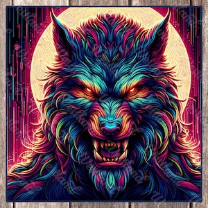 Scary Werewolf Sticker Wolf Scary Decal for Laptop Horror Werewolf Decor for Bottle Sticker Wolf Man Scary Sticker Holographic Wolf