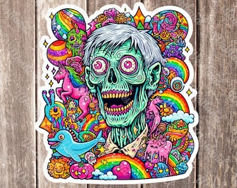 Zombie Sticker for Girl Zombie 90s Theme Art for Drink Tumbler Zombie Girlie Sticker for Laptop Zombie Sticker Animals Holographic Girlie