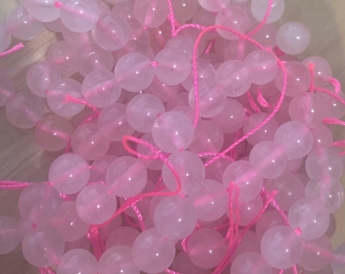 8mm Gem Beads Rose Quartz Beads Natural Round Loose Strands, Pink, 8mm, Hole: 1mm; about 24pcs/ strand, DIY Jewelry Findings.