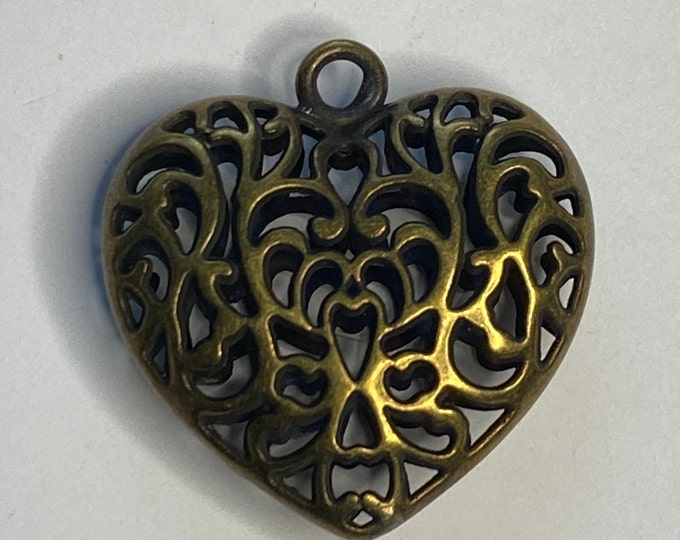 35mm Heart Pendant Antique Bronze Pendant DIY Findings for Jewelry Making.