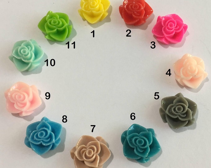 15x7mm Resin Flower Cabochons, Mixed Color, 15x7mm DIY Jewelry Making Findings 25Pcs