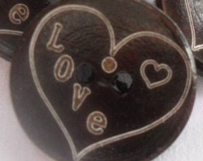 20mm Love Lacquered Buttons with 2-Hole Wooden Buttons, DIY Craft Supplies Findings.