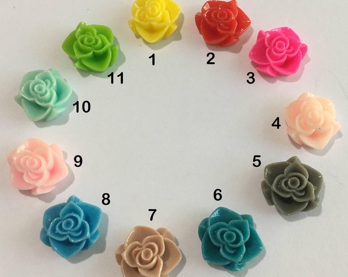 15x7mm Resin Flower Cabochons Flower Mixed Color  DIY Jewelry Making Findings 10Pcs/25Pcs/50Pcs.