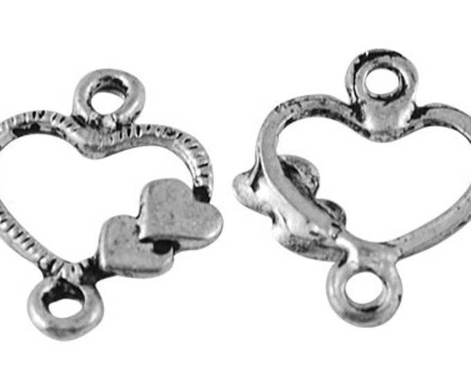 13mm Heart Connectors Antique silver DIY Jewelry Findings.