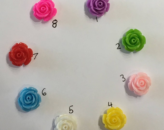 14mm Resin Cabochon Mixed Color Rose Flower DIY Jewelry Findings.