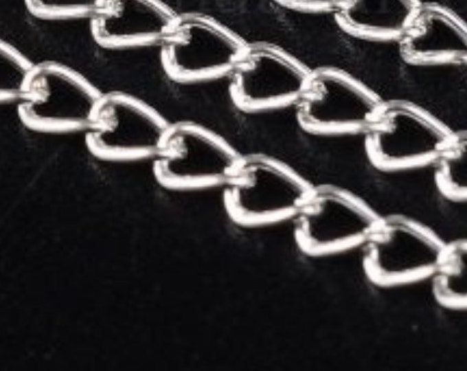 2.5x1.5mm Twisted Curb Chains 0.5 thick Sliver Color Plated DIY Jewelry Making Findings.