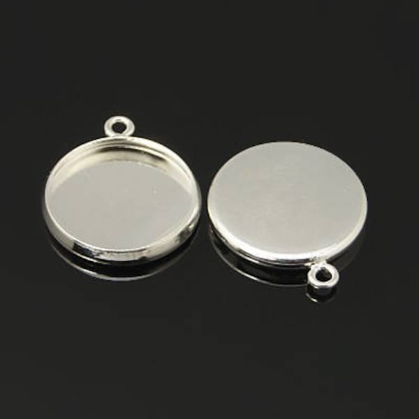 12mm Pendant Cabochon Setting Silver Bezel Tray DIY Jewelry Making Findings 100pcs.