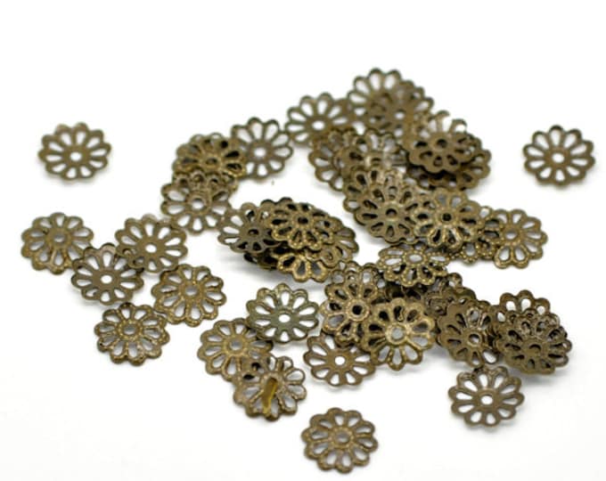 10mm Beadcaps Antique Bronze DIY Jewelry Making Findings.