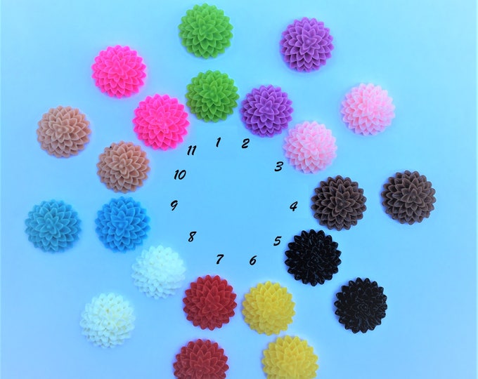 15mm Resin Mum Cabochons Mixed Color Mum Flower DIY Jewelry Findings.