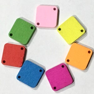 15mm Square Painted Buttons with 2-Hole Mixed color Wooden Buttons DIY Craft Supplies Findings.
